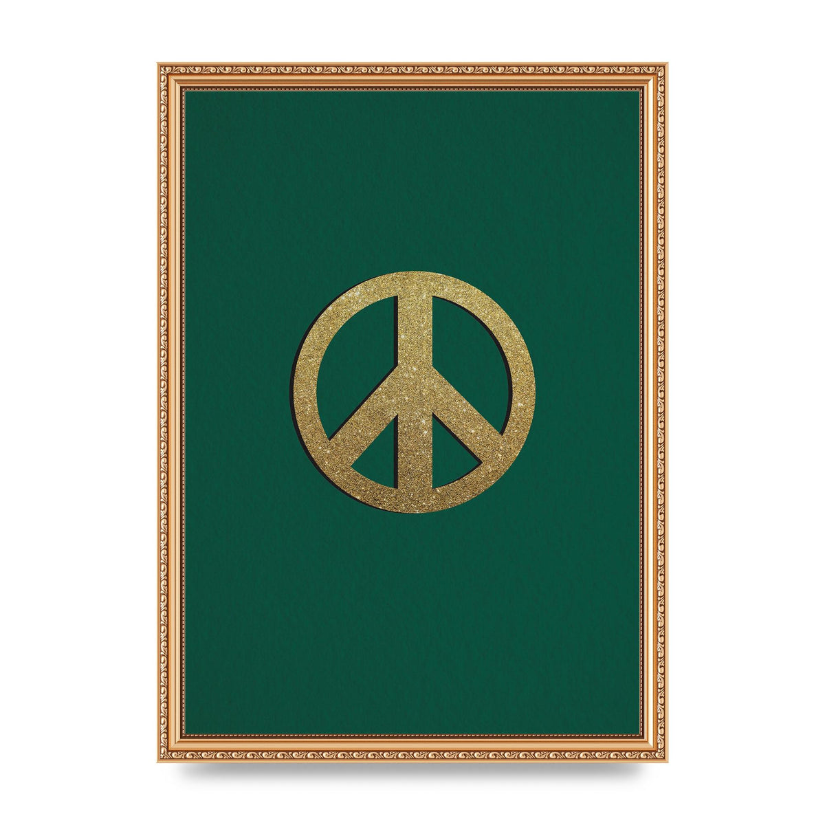 Peace Sign Deep Green Printed Poster - A3 framed