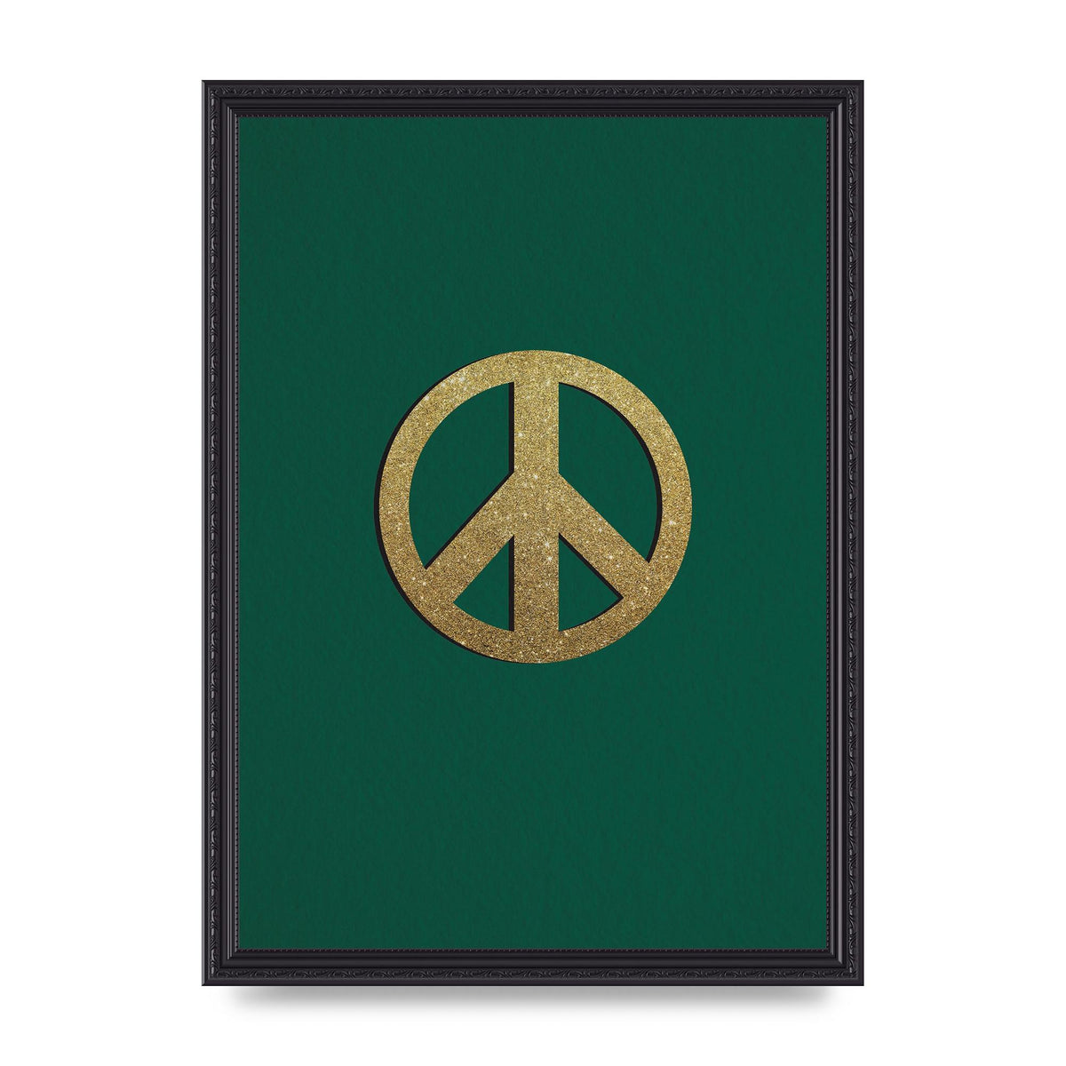 Peace Sign Deep Green Printed Poster - A3 framed
