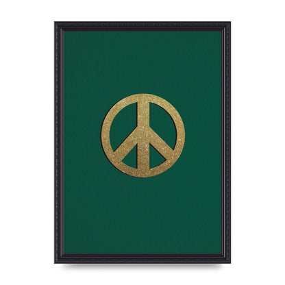 Peace Sign Deep Green Printed Poster - A3 framed