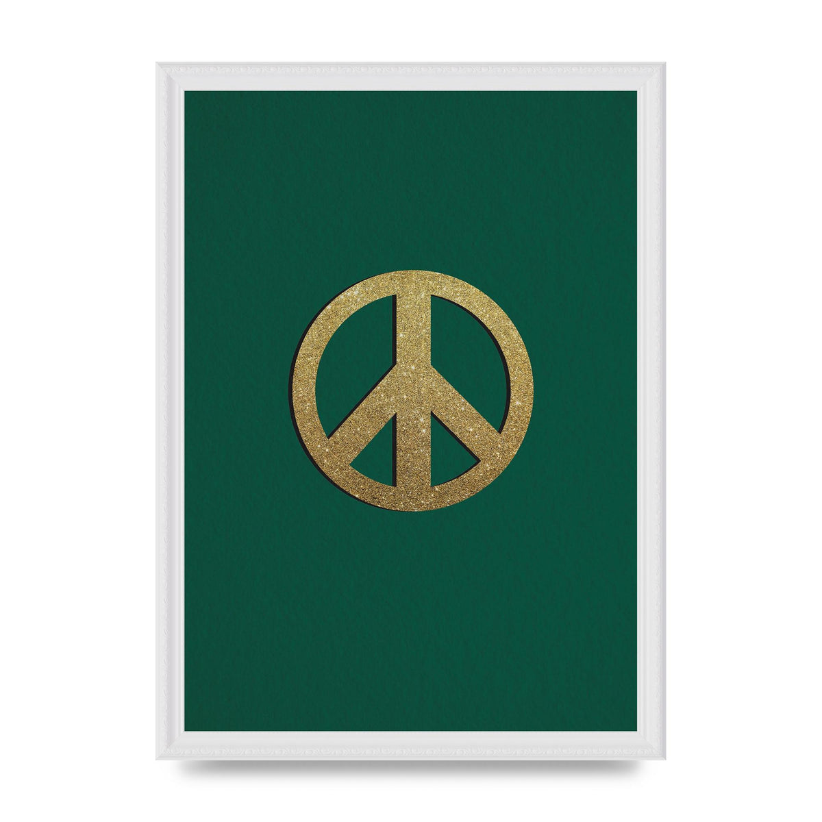 Peace Sign Deep Green Printed Poster - A3 framed
