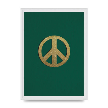 Peace Sign Deep Green Printed Poster - A3 framed
