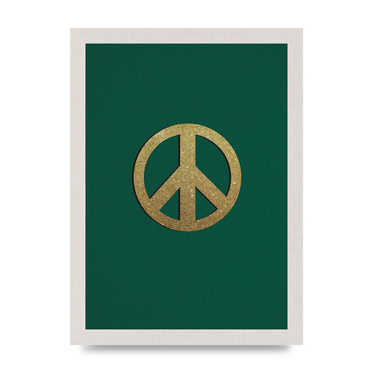 Peace Sign Deep Green Printed Poster - A4 framed