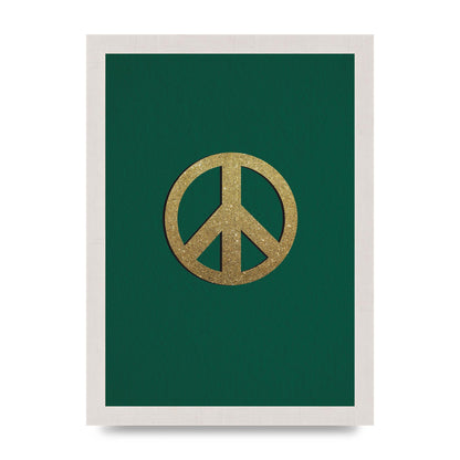 Peace Sign Deep Green Printed Poster - A4 framed