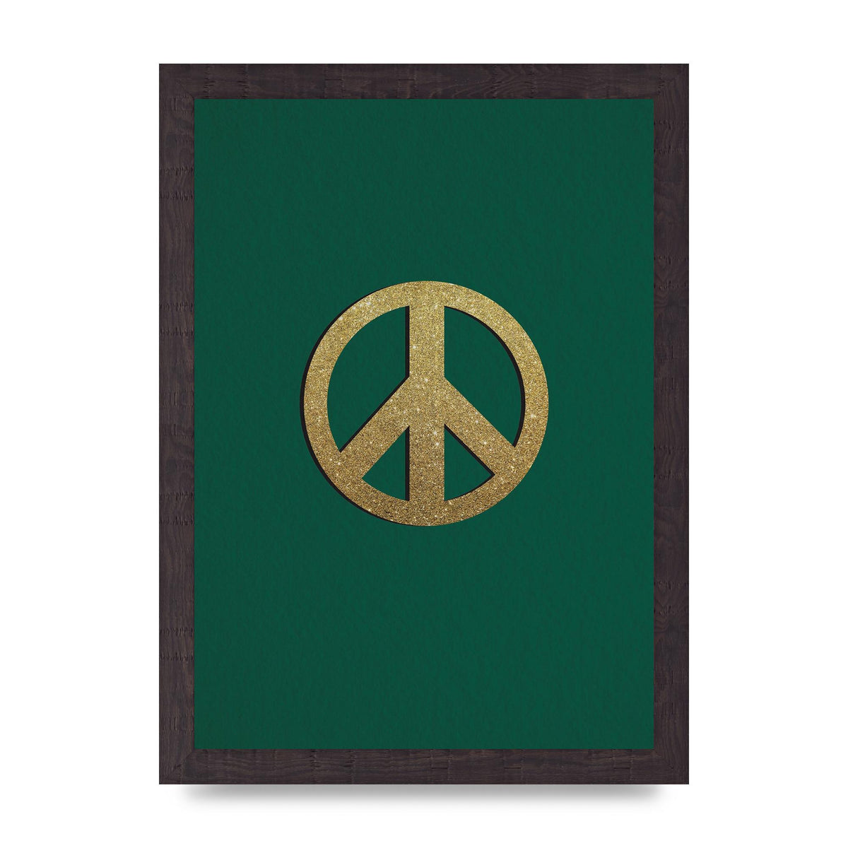 Peace Sign Deep Green Printed Poster - A4 framed