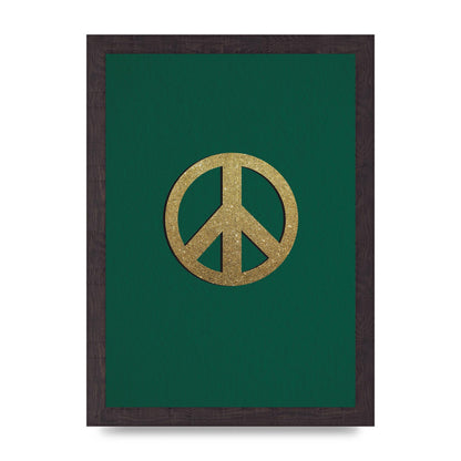 Peace Sign Deep Green Printed Poster - A4 framed