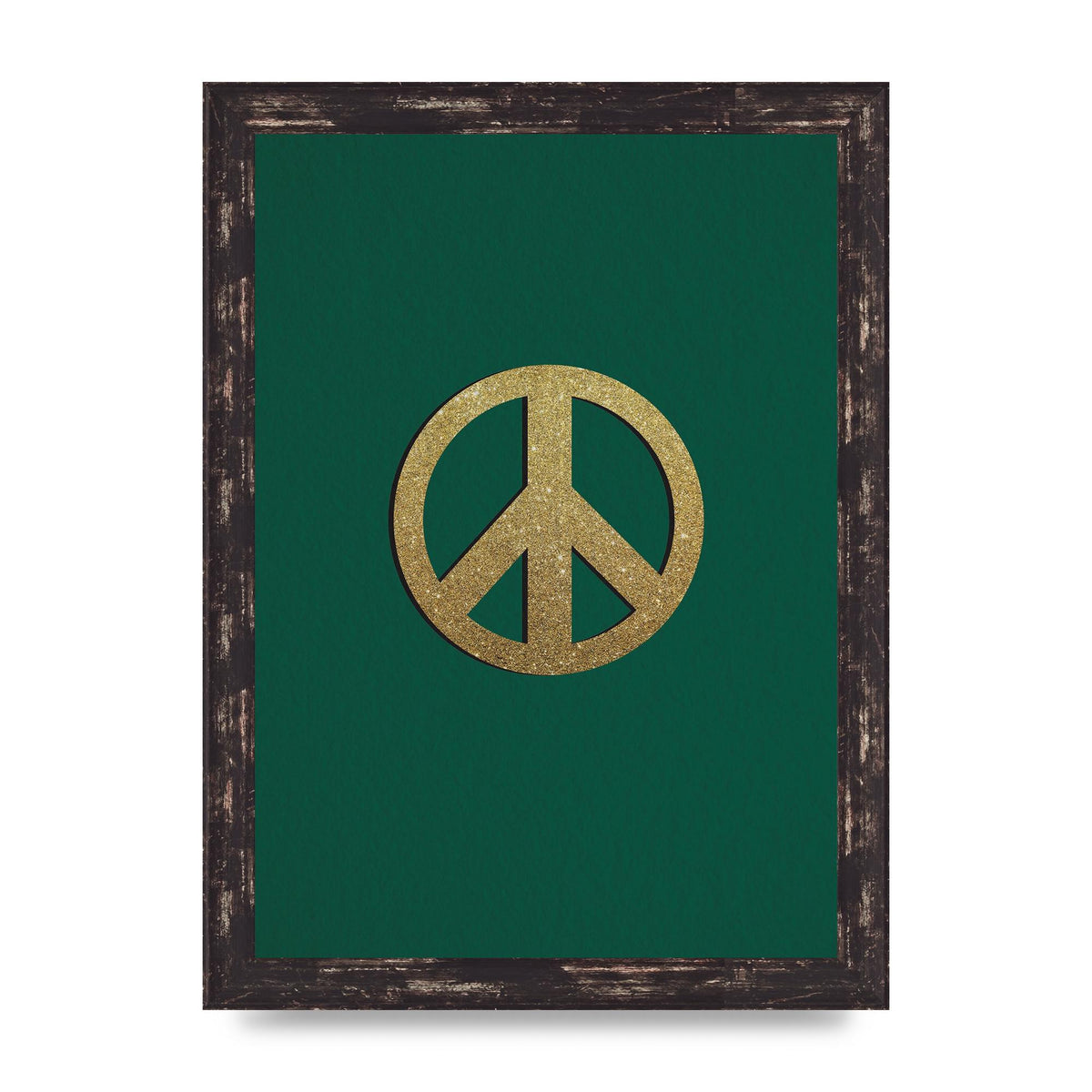Peace Sign Deep Green Printed Poster - A4 framed