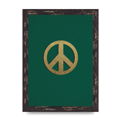 Peace Sign Deep Green Printed Poster - A4 framed