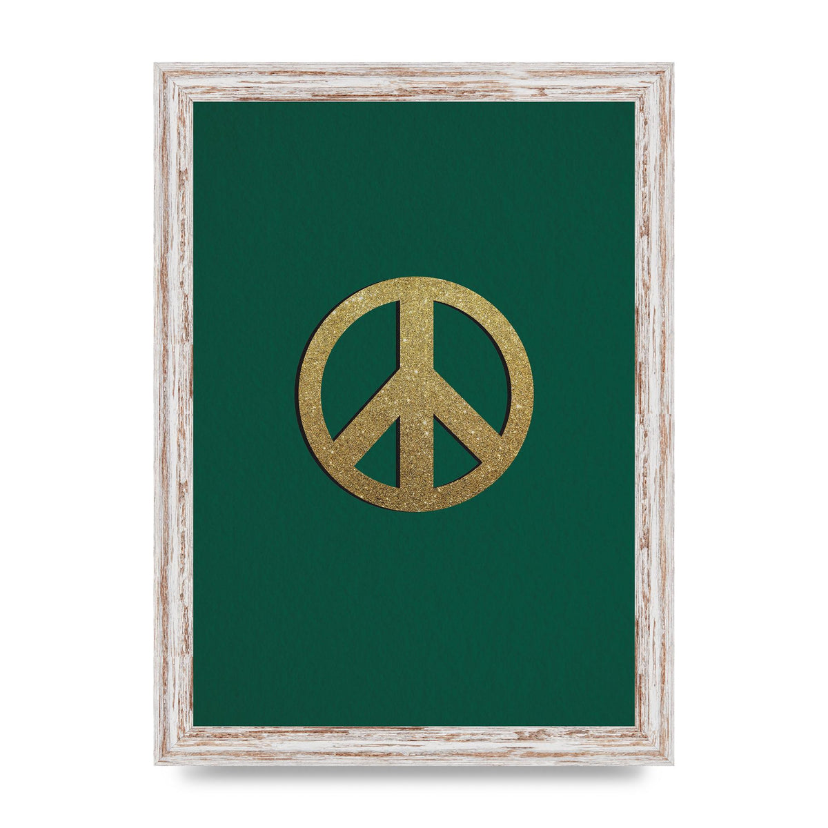Peace Sign Deep Green Printed Poster - A4 framed
