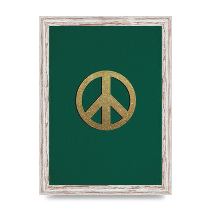 Peace Sign Deep Green Printed Poster - A4 framed