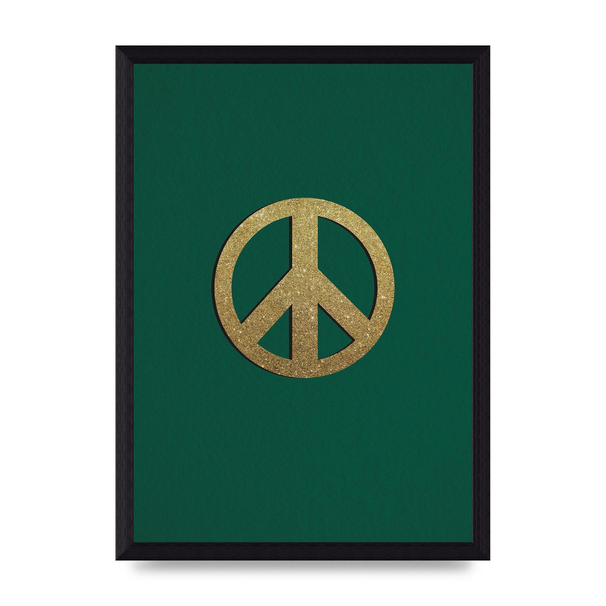 Peace Sign Deep Green Printed Poster - A4 framed