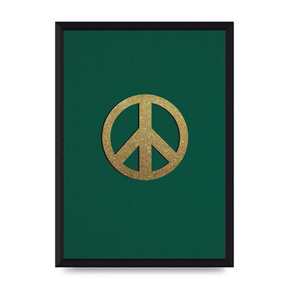 Peace Sign Deep Green Printed Poster - A4 framed