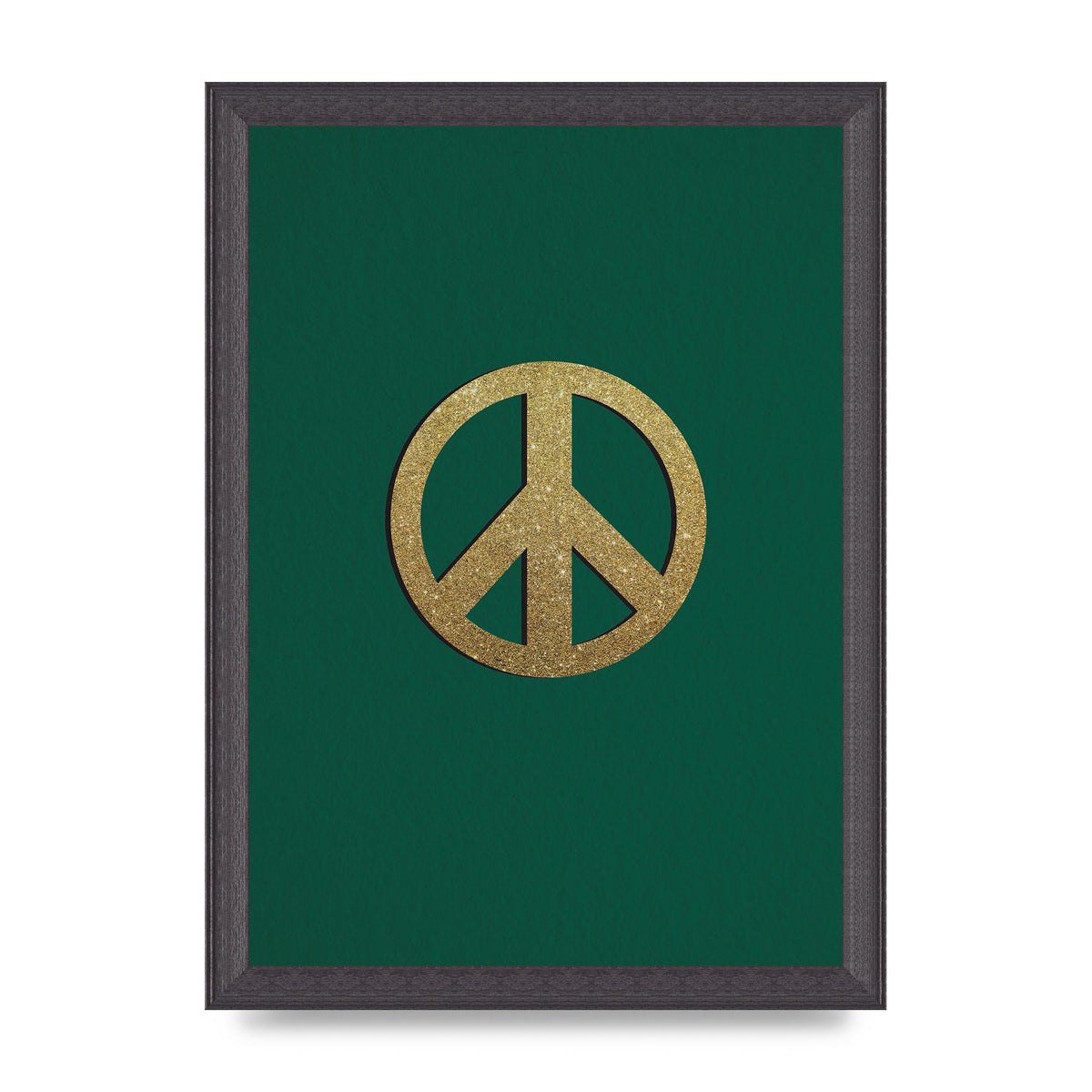 Peace Sign Deep Green Printed Poster - A4 framed