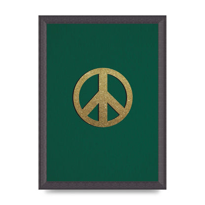 Peace Sign Deep Green Printed Poster - A4 framed
