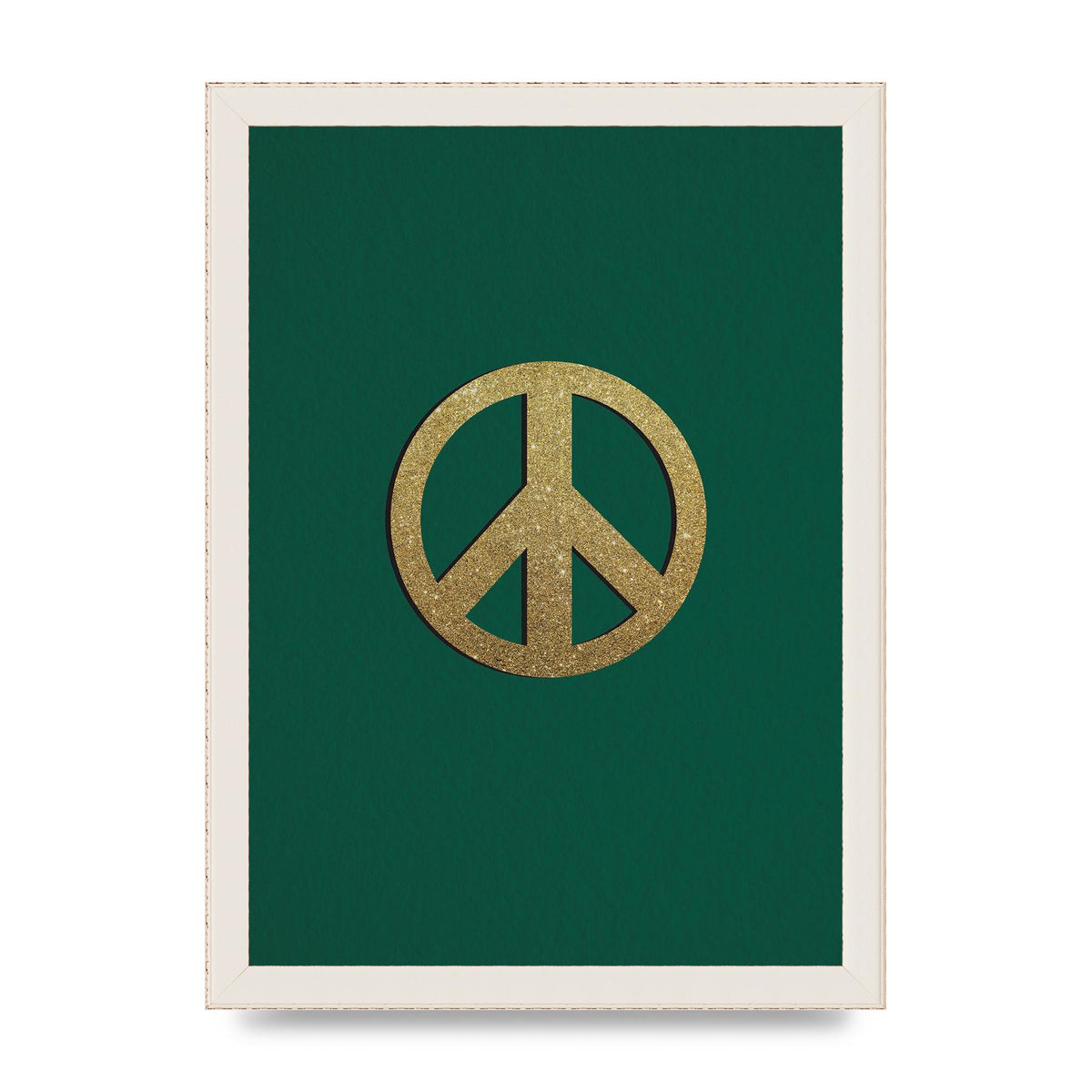 Peace Sign Deep Green Printed Poster - A4 framed