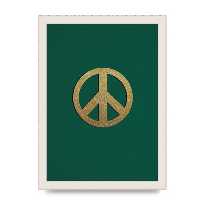 Peace Sign Deep Green Printed Poster - A4 framed