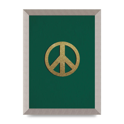 Peace Sign Deep Green Printed Poster - A4 framed