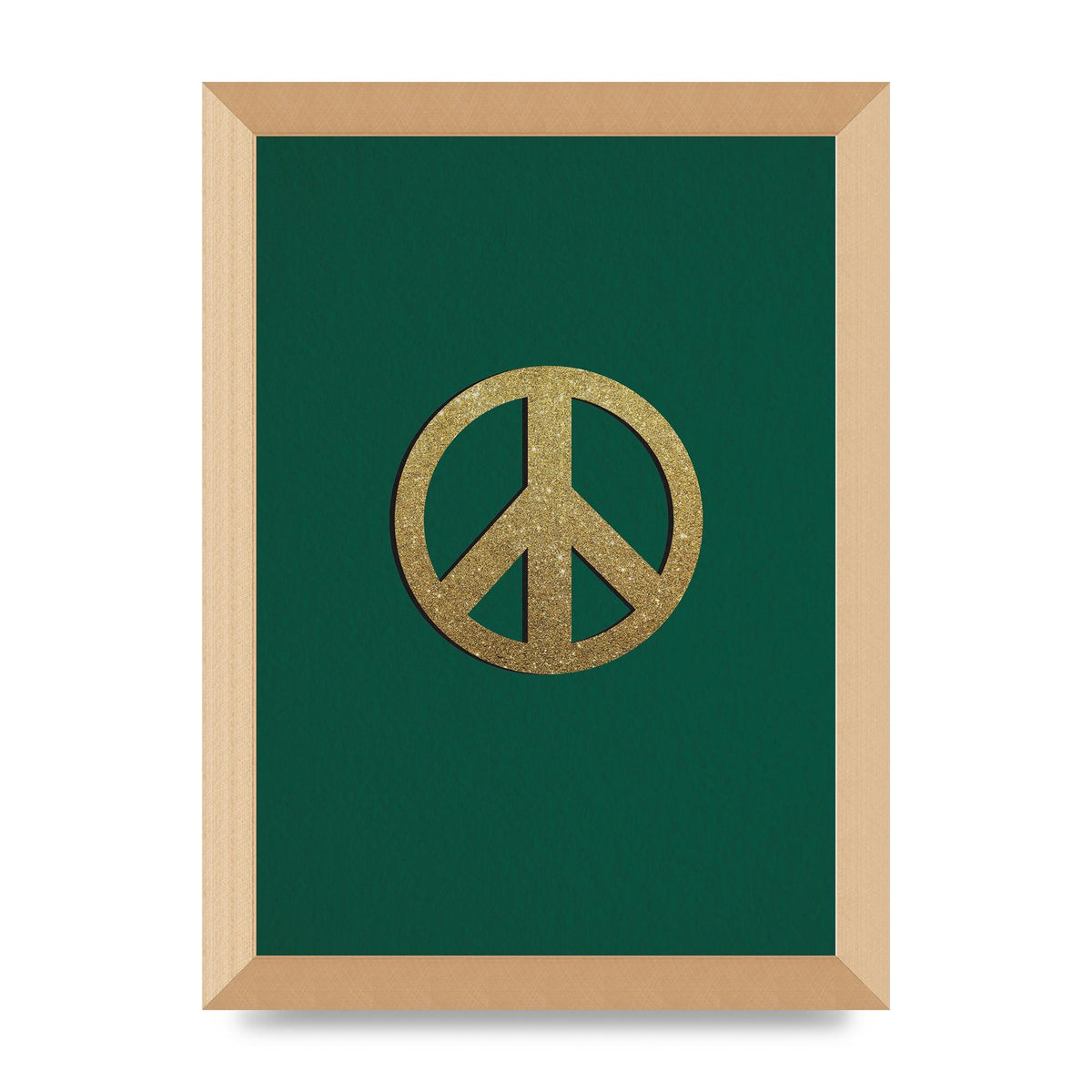 Peace Sign Deep Green Printed Poster - A4 framed