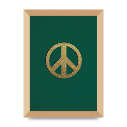 Peace Sign Deep Green Printed Poster - A4 framed
