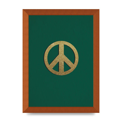 Peace Sign Deep Green Printed Poster - A4 framed