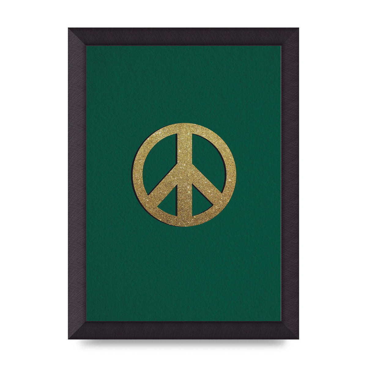 Peace Sign Deep Green Printed Poster - A4 framed