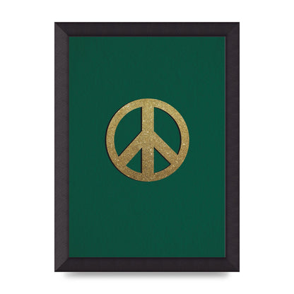 Peace Sign Deep Green Printed Poster - A4 framed
