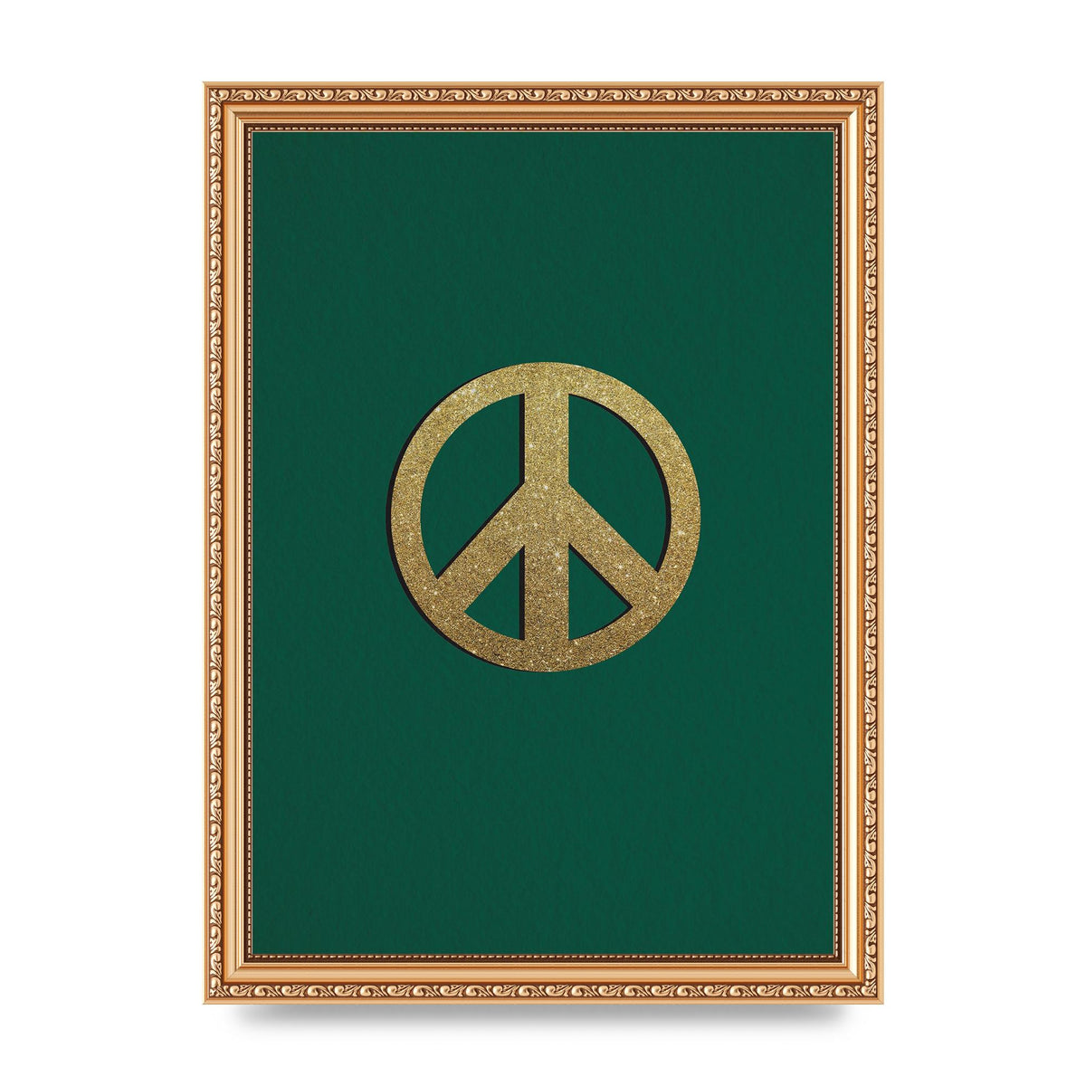 Peace Sign Deep Green Printed Poster - A4 framed