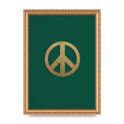 Peace Sign Deep Green Printed Poster - A4 framed