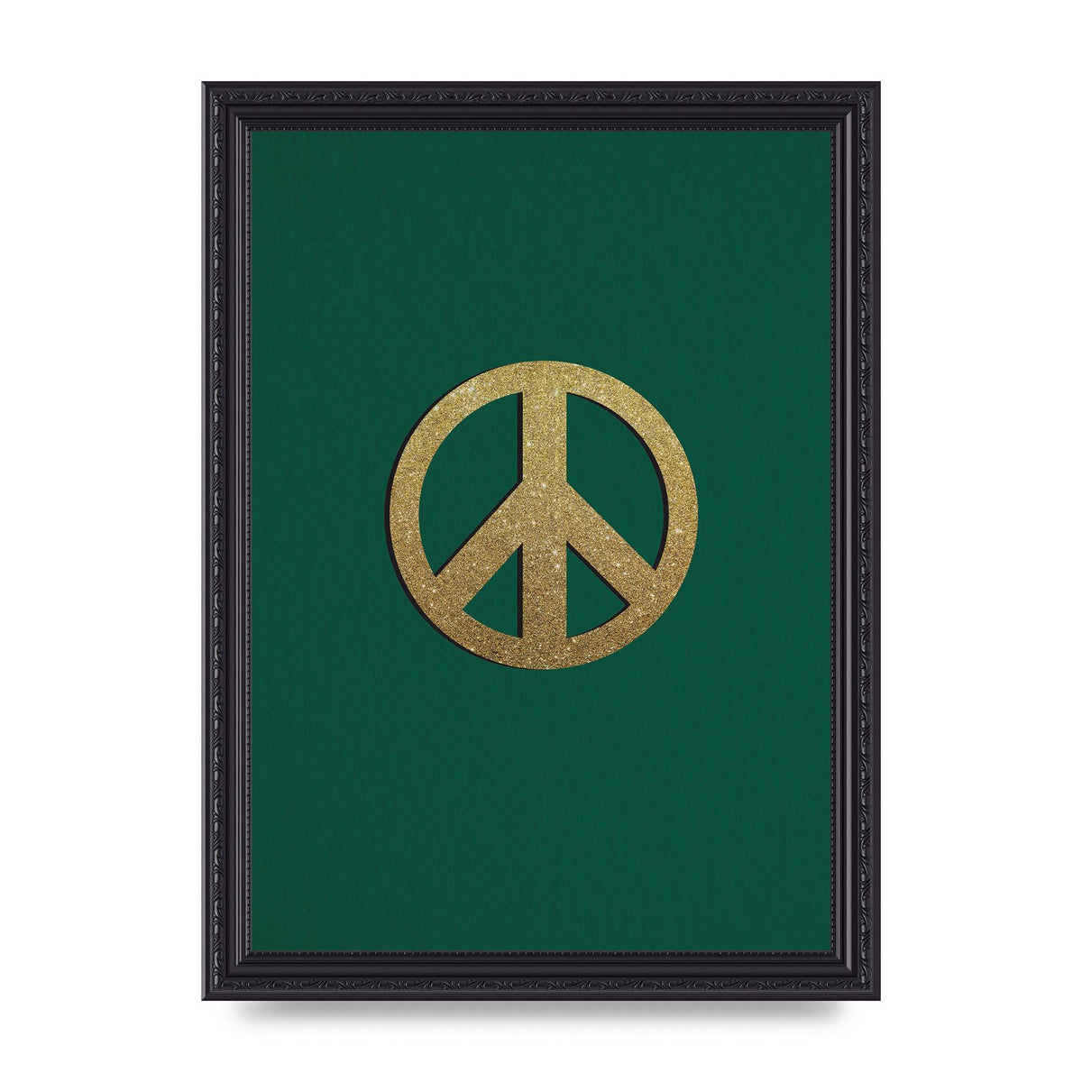 Peace Sign Deep Green Printed Poster - A4 framed