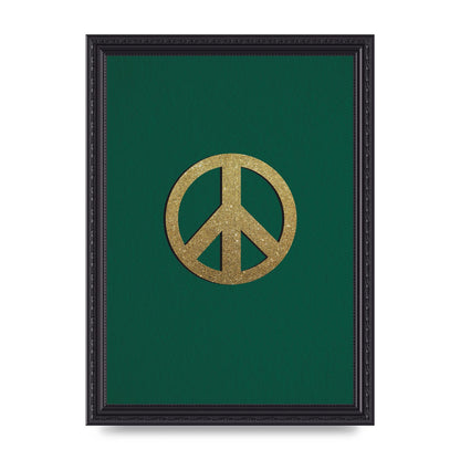Peace Sign Deep Green Printed Poster - A4 framed