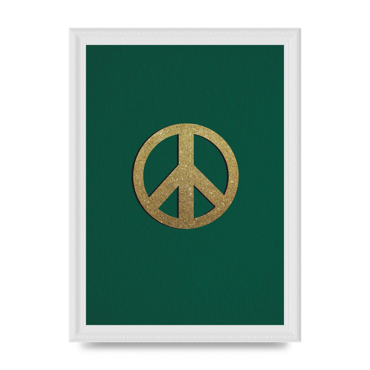 Peace Sign Deep Green Printed Poster - A4 framed