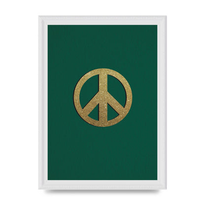 Peace Sign Deep Green Printed Poster - A4 framed