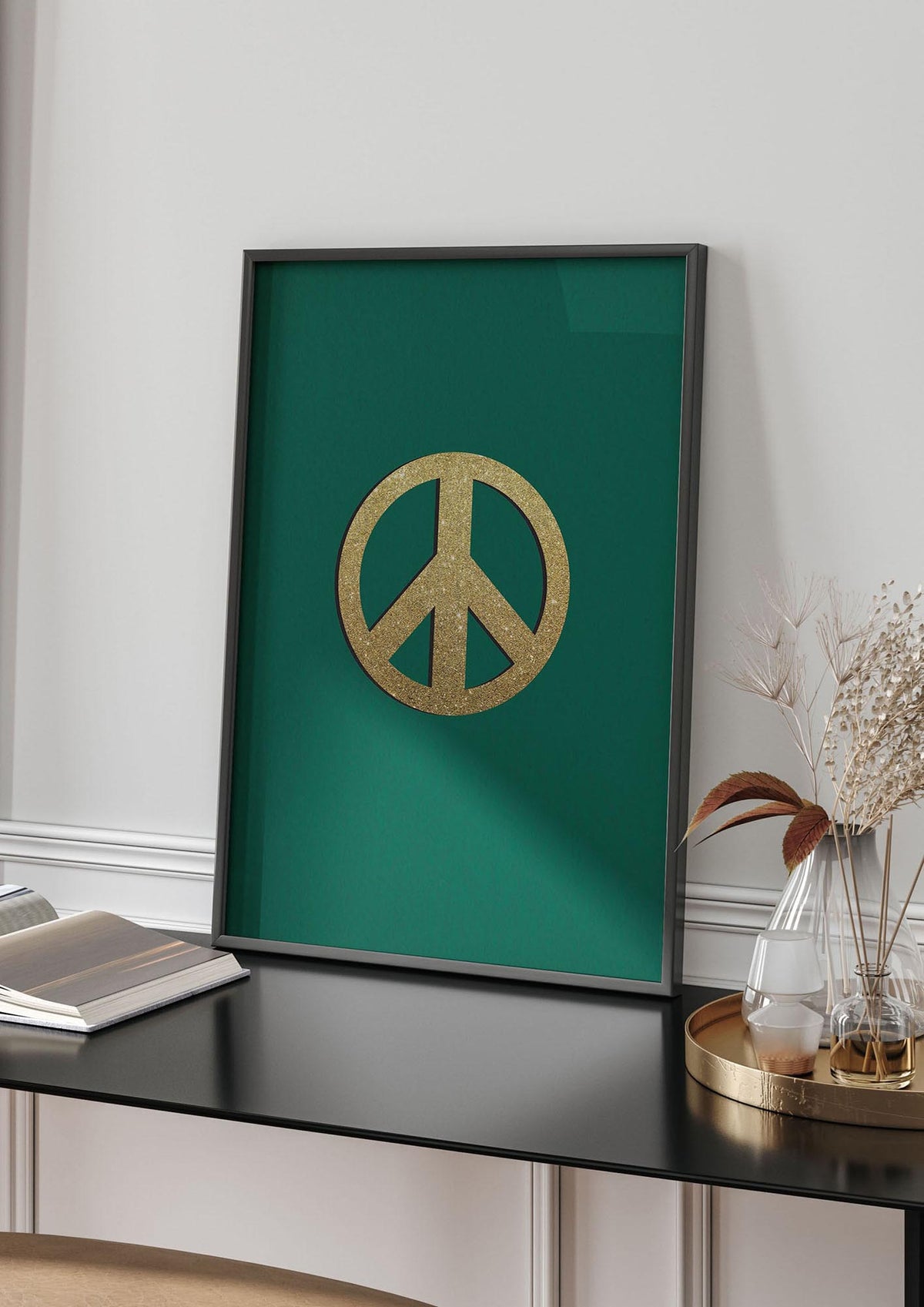 Peace Sign Deep Green Printed Poster - living room 4