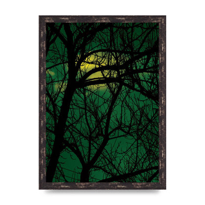 Sunset Through Trees Green Art For The Home - A3 framed
