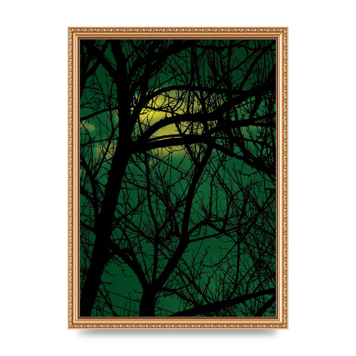 Sunset Through Trees Green Art For The Home - A3 framed
