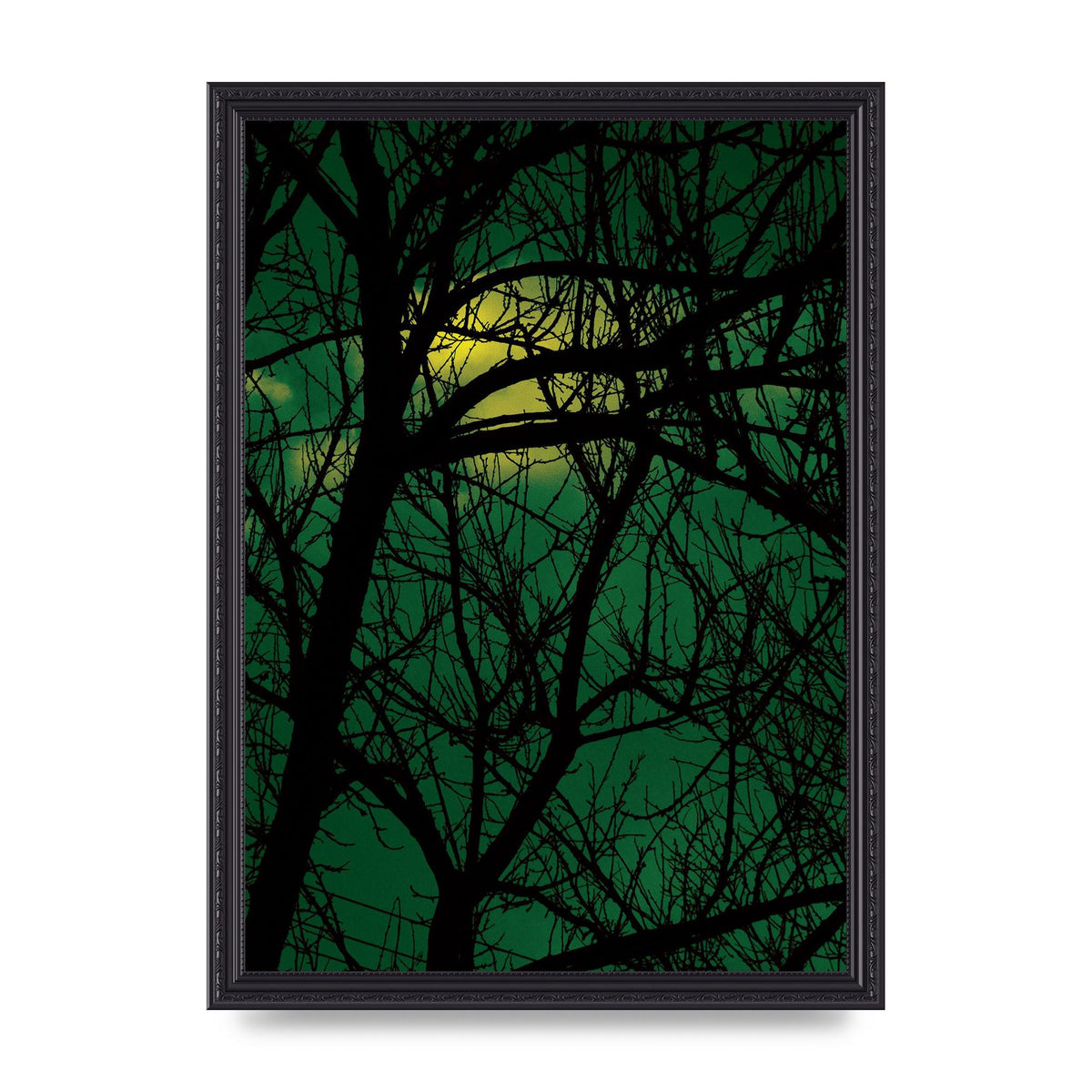 Sunset Through Trees Green Art For The Home - A3 framed