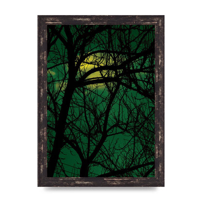 Sunset Through Trees Green Art For The Home - A4 framed