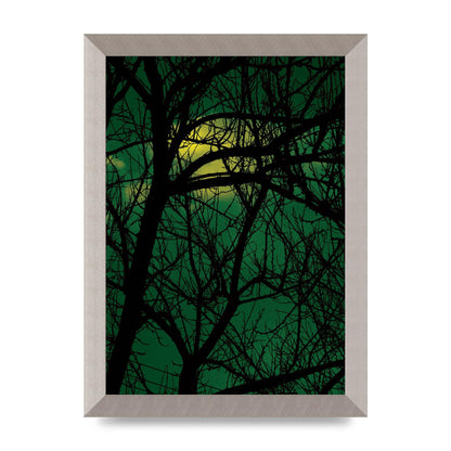 Sunset Through Trees Green Art For The Home - A4 framed
