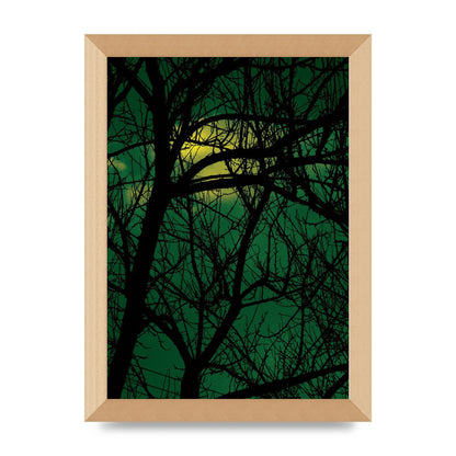 Sunset Through Trees Green Art For The Home - A4 framed