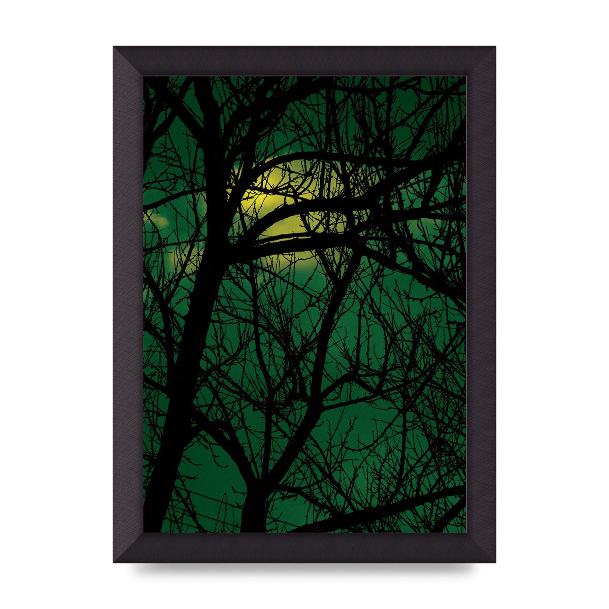Sunset Through Trees Green Art For The Home - A4 framed