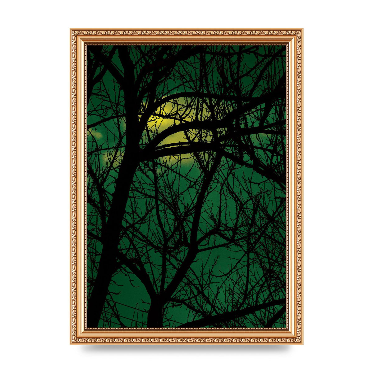 Sunset Through Trees Green Art For The Home - A4 framed