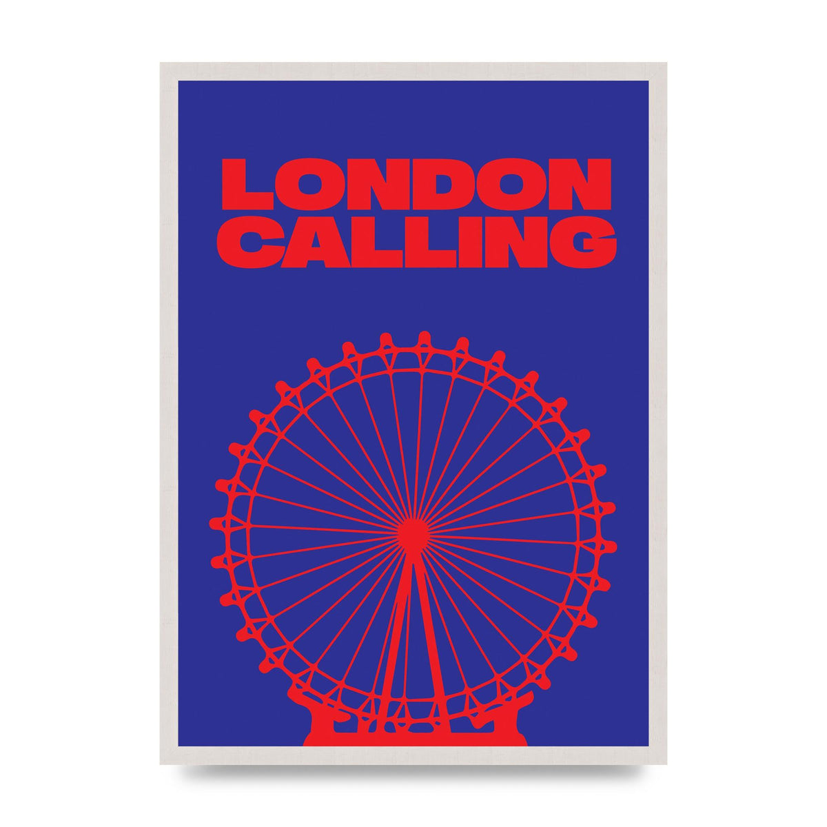 London Calling Red Blue Printed Poster - A2 framed