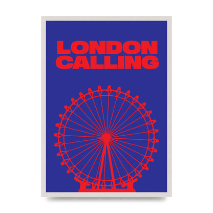 London Calling Red Blue Printed Poster - A2 framed