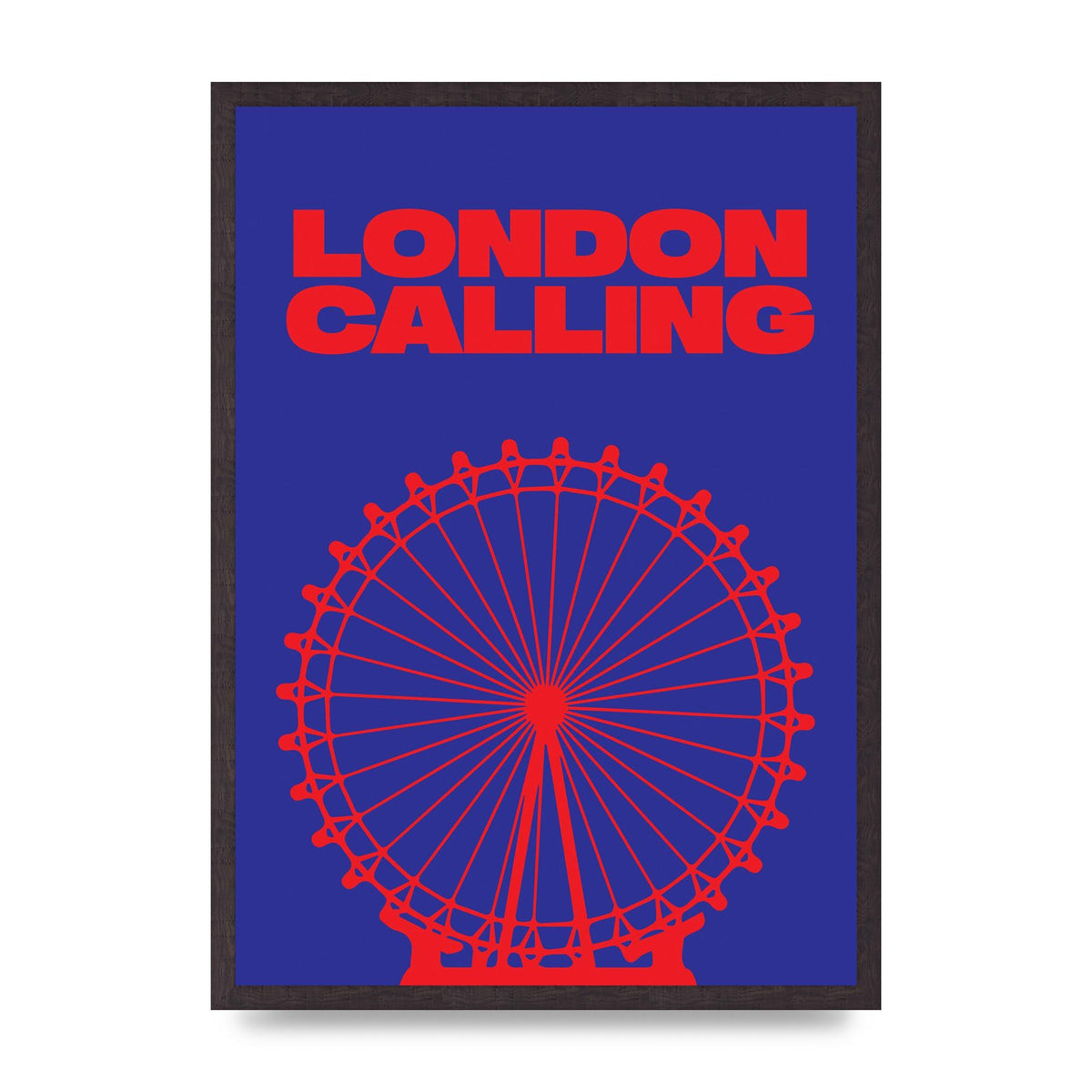 London Calling Red Blue Printed Poster - A2 framed