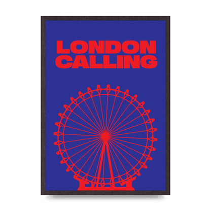 London Calling Red Blue Printed Poster - A2 framed