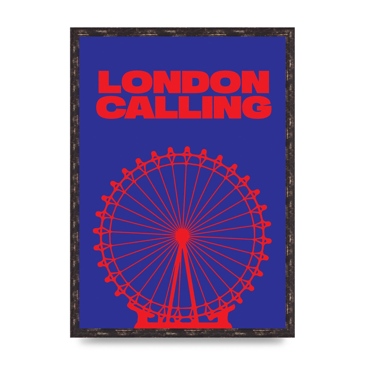 London Calling Red Blue Printed Poster - A2 framed