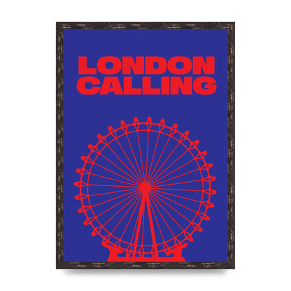 London Calling Red Blue Printed Poster - A2 framed