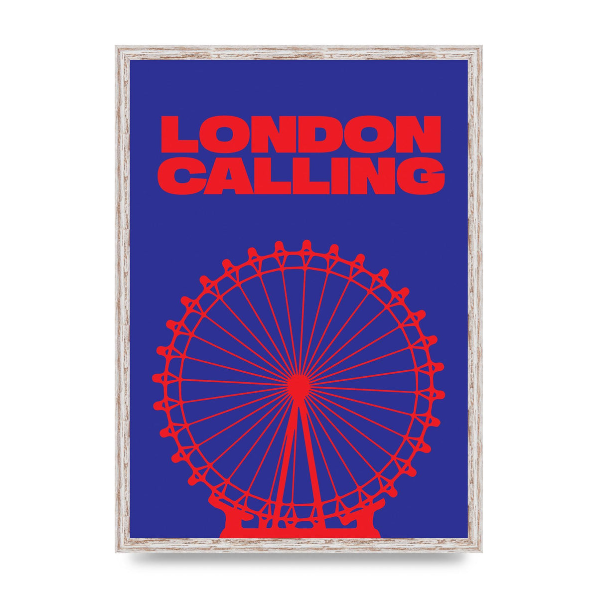 London Calling Red Blue Printed Poster - A2 framed