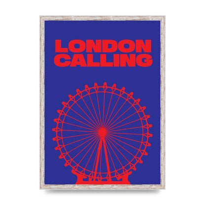 London Calling Red Blue Printed Poster - A2 framed