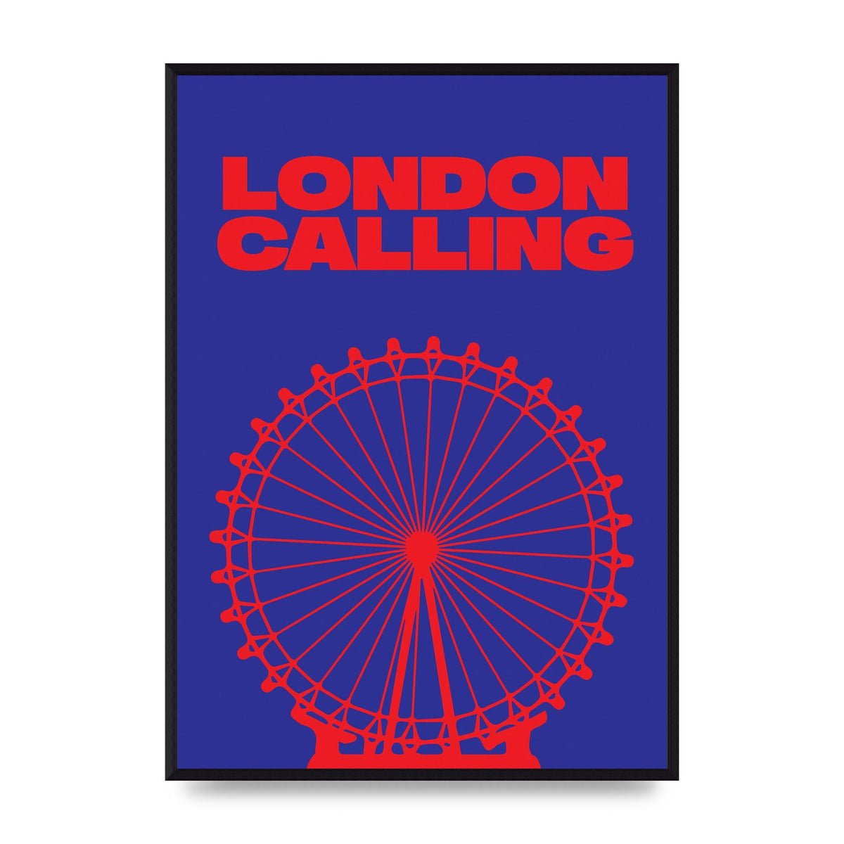 London Calling Red Blue Printed Poster - A2 framed