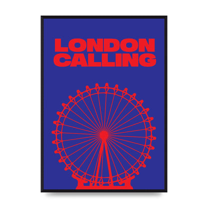 London Calling Red Blue Printed Poster - A2 framed